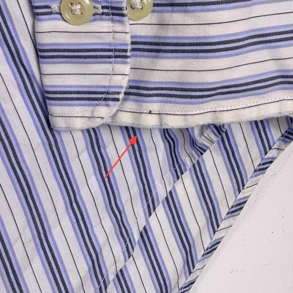 Vintage Polo Ralph Lauren‎ Andrew Button Down Men 16 Large Blue Stripe Poplin